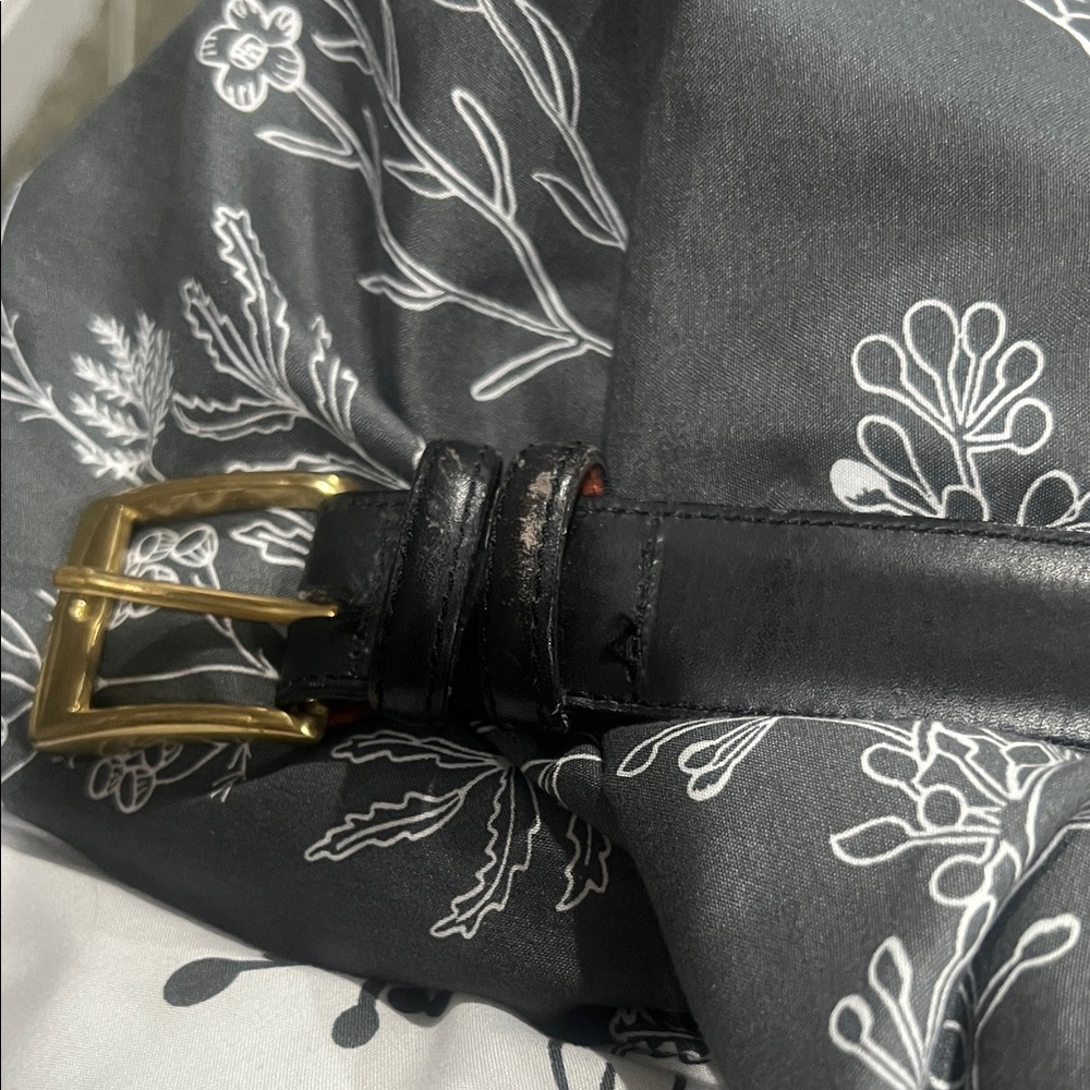 Black Leather Belt with Subtle Embossed Logo